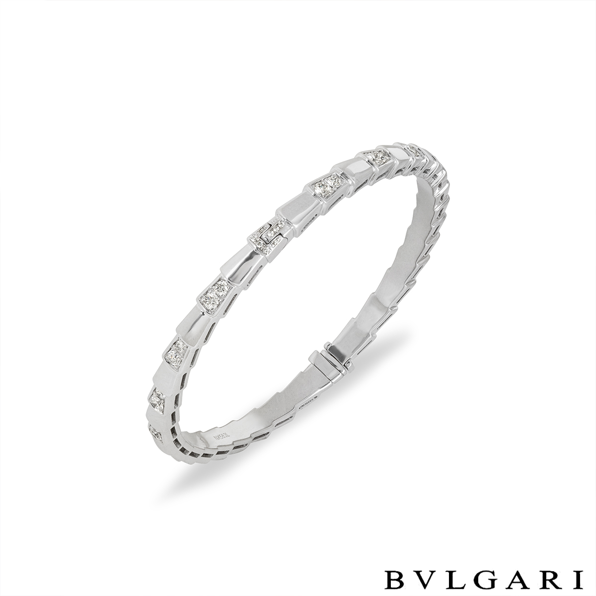 Bvlgari White Gold Diamond Serpenti Viper Bracelet | Rich Diamonds